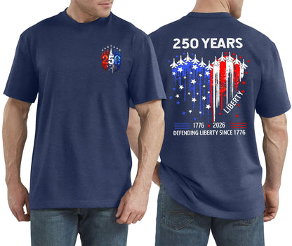 HOT250 Years American Flag Shirts for Men: 4th of July T Shirt 1776-2026 USA Patriotic Tee Tops
