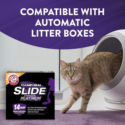 HOTARM & HAMMER Slide Platinum Easy Clean-Up Clumping Cat Litter, 37 Lbs | 24/7 Odor Control, Triple-Action Freshness, Non-Stick, Low Tracking, Multi-Cat Formula, Scented