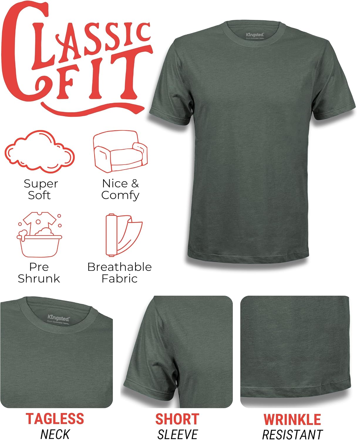 HOTKingsted T-Shirts for Men Pack - Royally Comfortable - Super Soft Premium Fabric - Well-Crafted Classic Tee