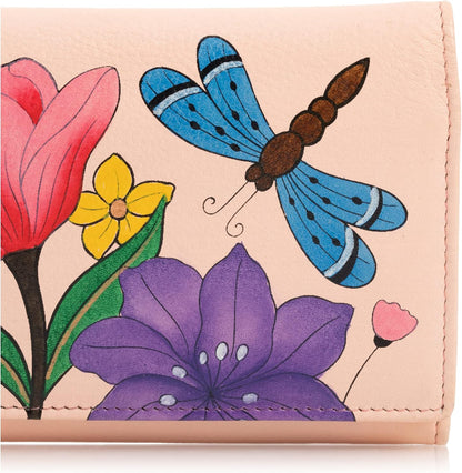 HOTAnna by Anuschka Women's Hand Painted Genuine Leather Multi Pocket Wallet