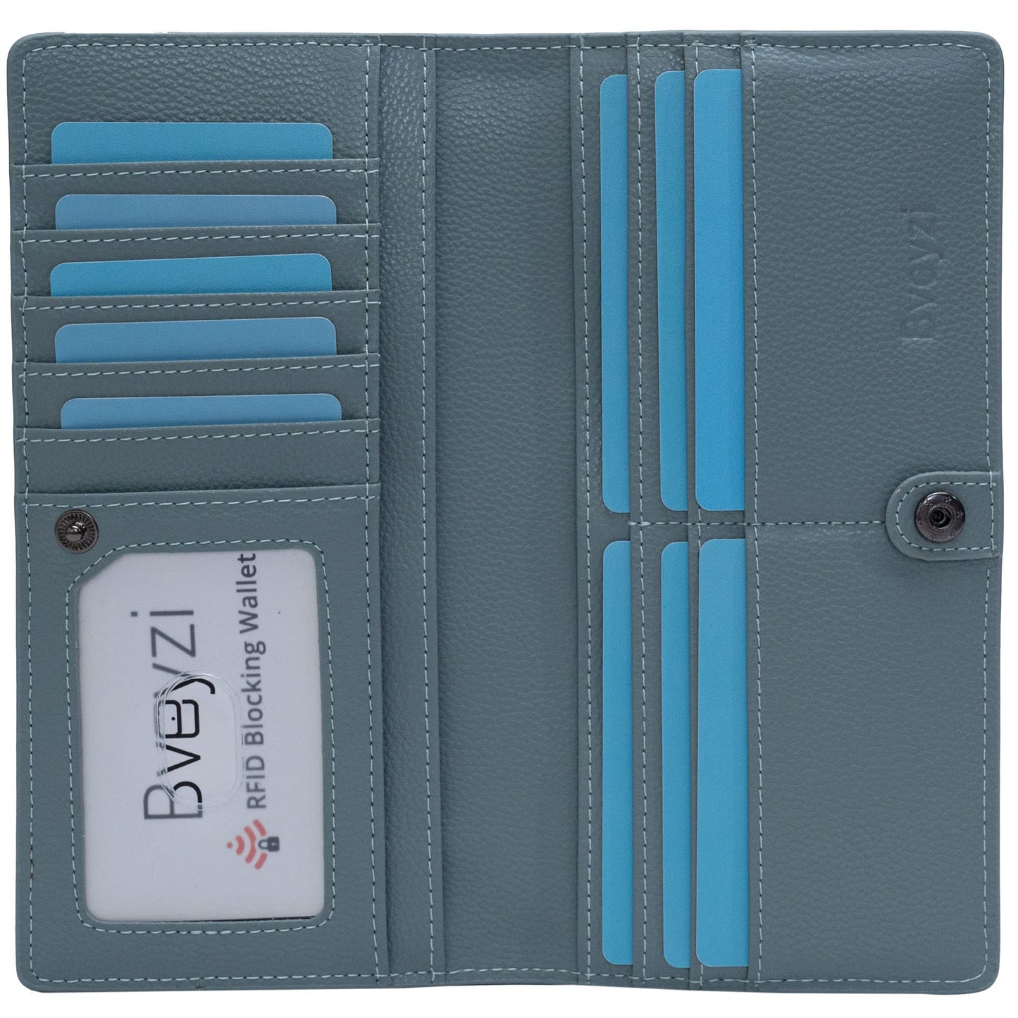 HOTBveyzi Ultra Slim Thin Leather RFID Blocking Credit Card Holder Bifold Clutch Wallets for Women