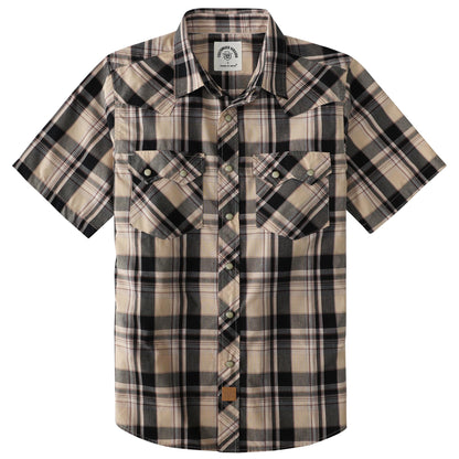 HOTDubinik® Pearl Snap Western Shirts for Men Short Sleeve Cowboy Men's Casual Shirt with 2 Sawtooth Pocket Vintage
