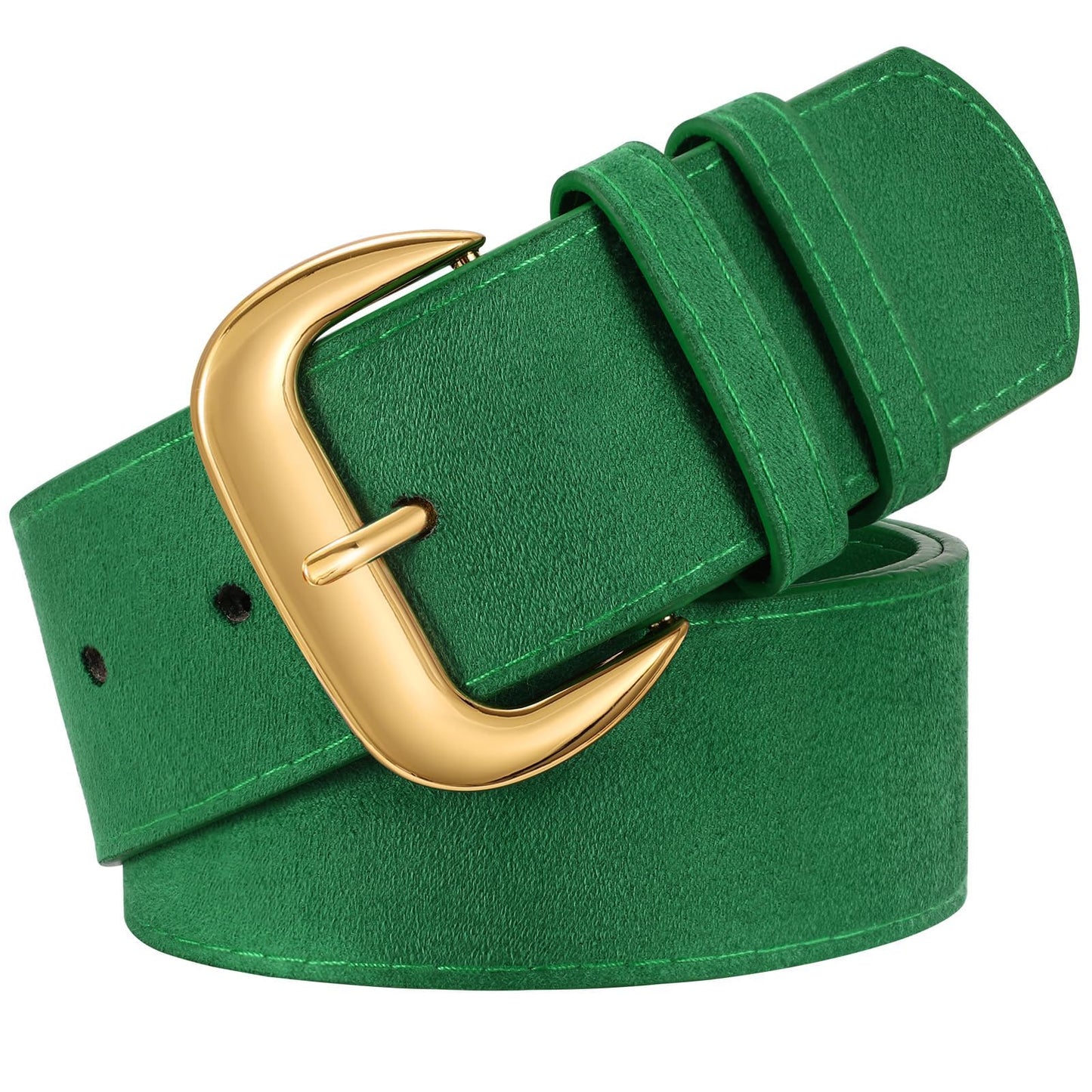 HOTWHIPPY Wide Chunky Belt for Women Dresses Fashion Ladies Thick Leather Belt with Gold Buckle