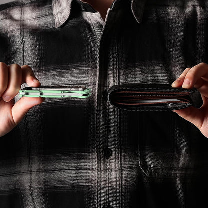 HOTWallet for Women, Minimalist Card Holder with Money Clip, Slim Metal Front Pocket Aluminum Wallet, Modern-Modular-Design, RFID Blocking, Green
