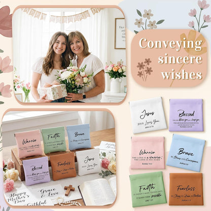 HOTTallew 24 Pcs Christian Mother's Day Gifts for Women Bulk Religious Coin Purse Faith Mini Leather Squeeze Coin Pouches Bible Verse Gifts Church Party Favors Scripture Small Makeup Bags for Mom Travel