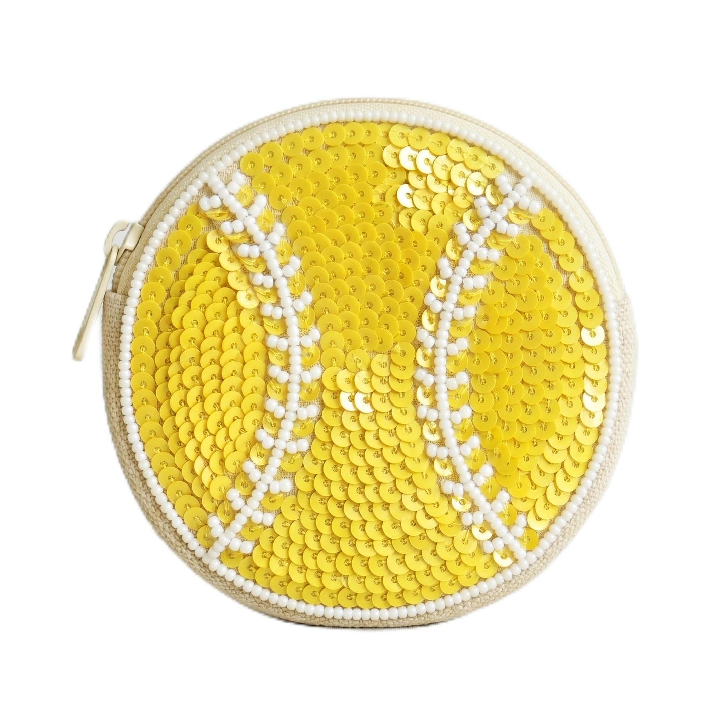 HOTBeaded Coin Purse Change Zipper Pouch Wallet Baseball | Handmade Beadwork, Compact Organizer, Cash Holder, Card Storage, Makeup Pouch, Giftable Accessory, Everyday Carry