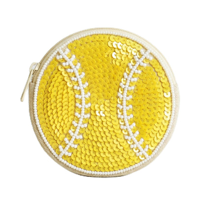 HOTBeaded Coin Purse Change Zipper Pouch Wallet Baseball | Handmade Beadwork, Compact Organizer, Cash Holder, Card Storage, Makeup Pouch, Giftable Accessory, Everyday Carry