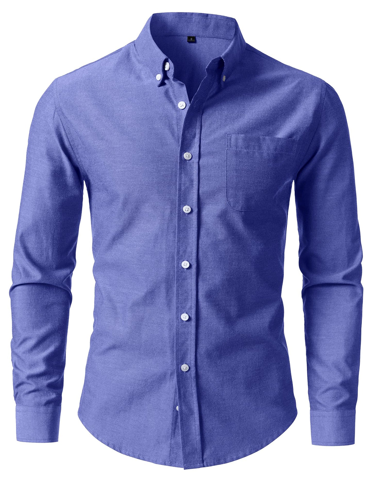 HOTLucMatton Men's Lightweight Oxford Long Sleeve Button Down Shirt Business Casual Slim fit Dress Shirts with Pocket