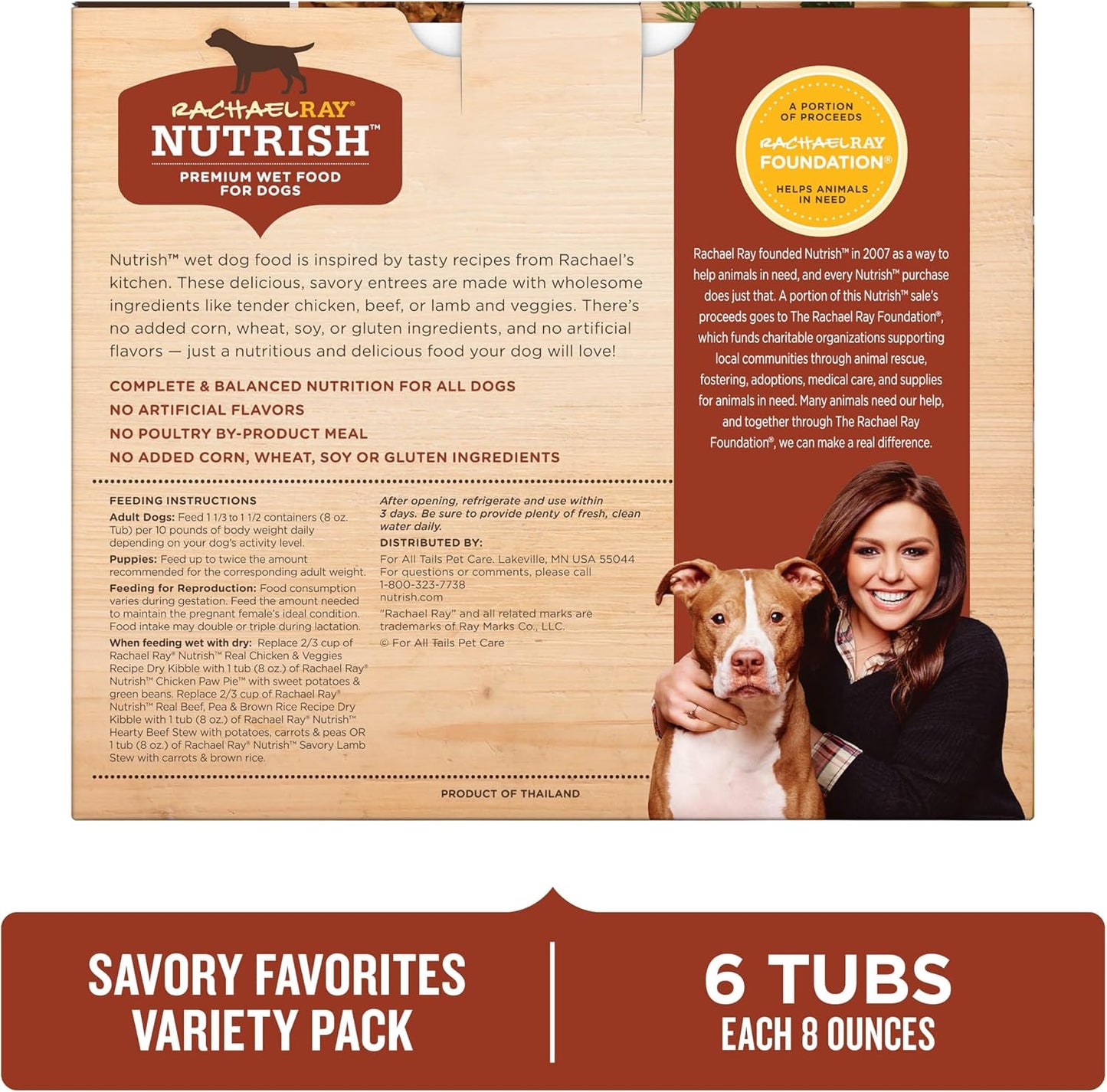 HOTNutrish Savory Favorites Wet Dog Food Variety Pack, 8 oz Tubs (Rachael Ray) | Pack of 6, Includes 3 Delicious Flavors of Chicken Paw Pie, Hearty Beef Stew & Savory Lamb Stew, No Artificial Flavors