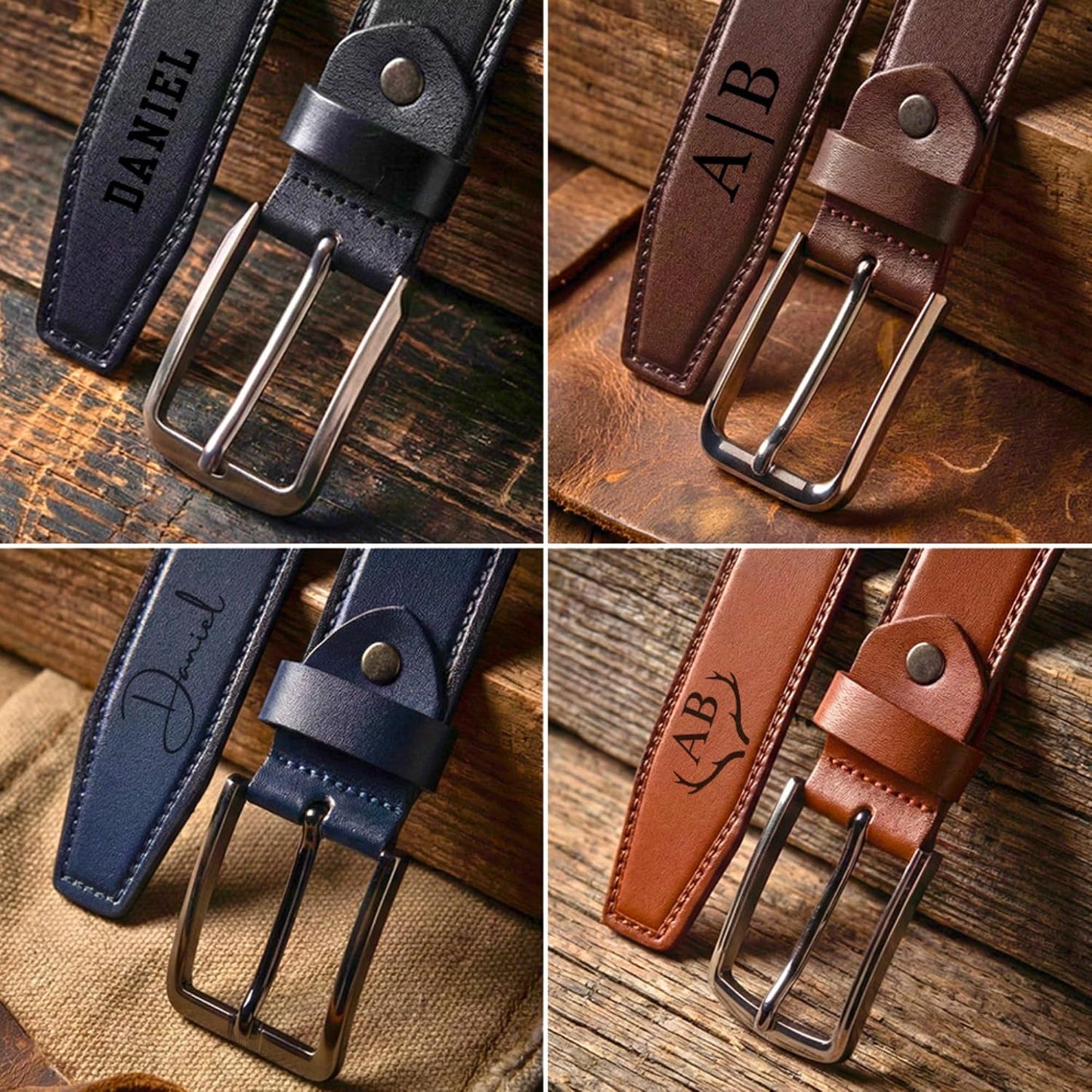 HOTPersonalized Leather Belt for Men - Full Grain Belts for Boyfriend, Husband, Anniversary, Birthday, Groomsmen Gifts