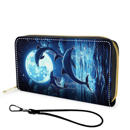 HOTWallet,Large Capacity RFID Blocking Leather Wallet, Durable Smooth Zipper Clutch,Unisex Travel Wallet for Cards,Cash,and Coins - Black Cat and Flowers
