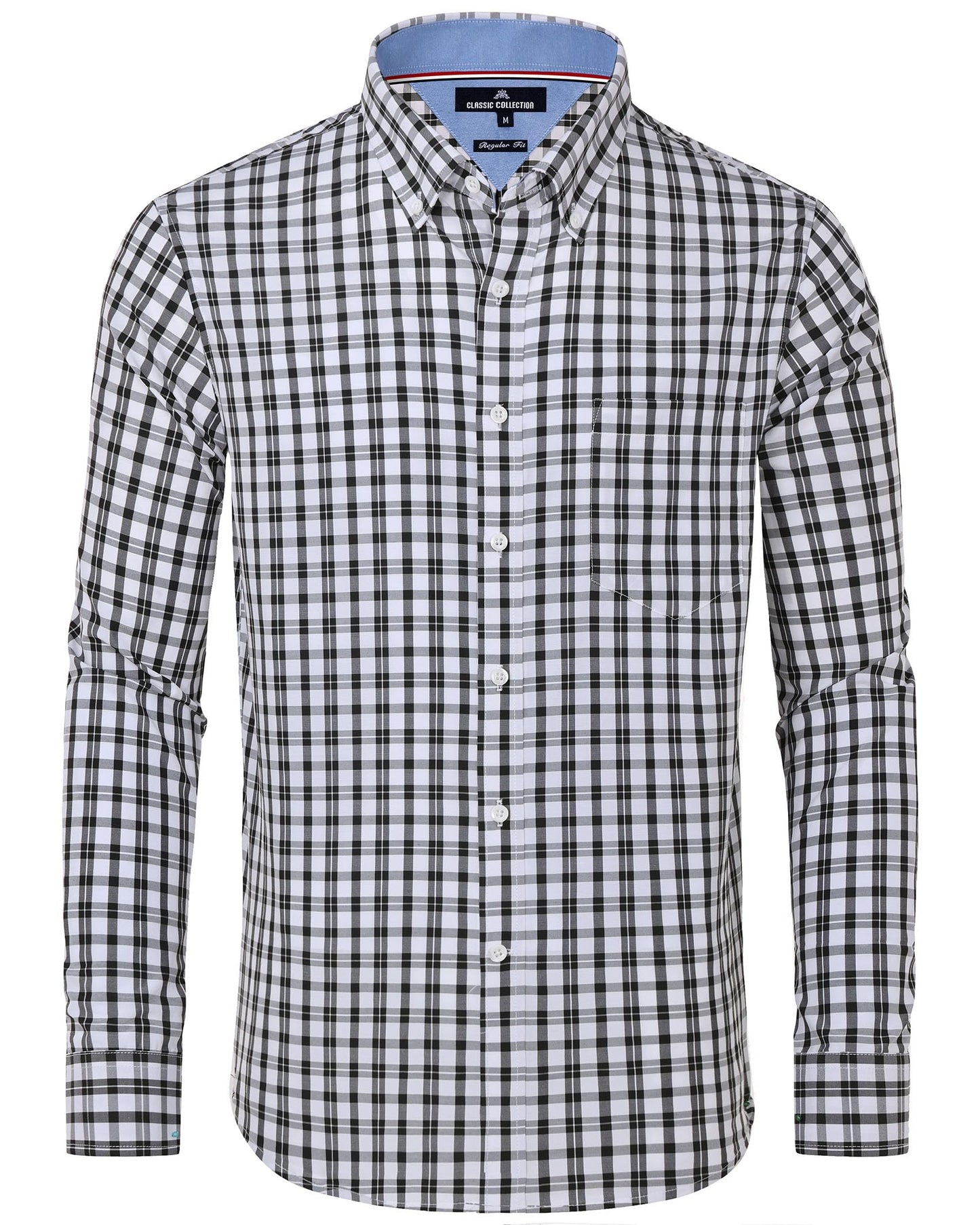HOTAlimens & Gentle Men's Plaid Button Down Shirts Cotton Long Sleeve Dress Shirts Regular Fit Gingham Shirts