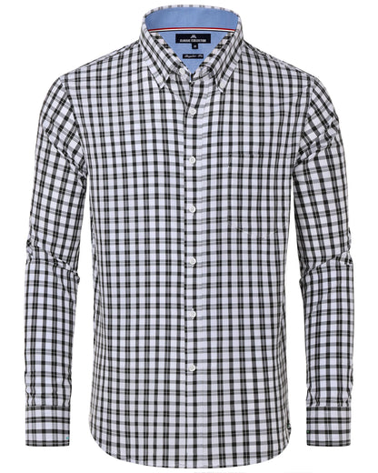 HOTAlimens & Gentle Men's Plaid Button Down Shirts Cotton Long Sleeve Dress Shirts Regular Fit Gingham Shirts