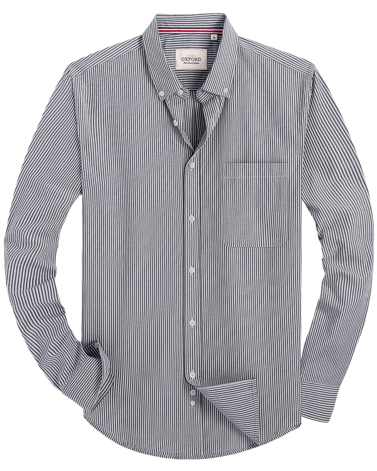 HOTAlimens & Gentle Mens Solid Oxford Shirt Long Sleeve Dress Shirt Work Casual Button Down Shirts with Pocket
