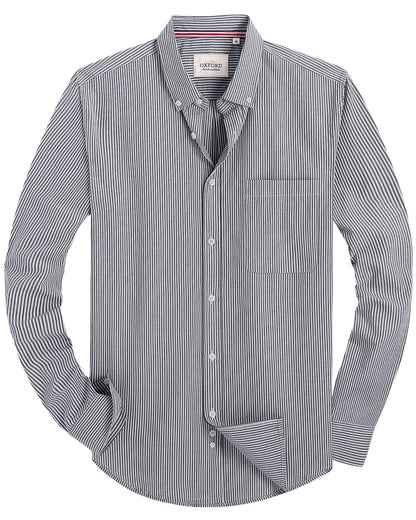 HOTAlimens & Gentle Mens Solid Oxford Shirt Long Sleeve Dress Shirt Work Casual Button Down Shirts with Pocket