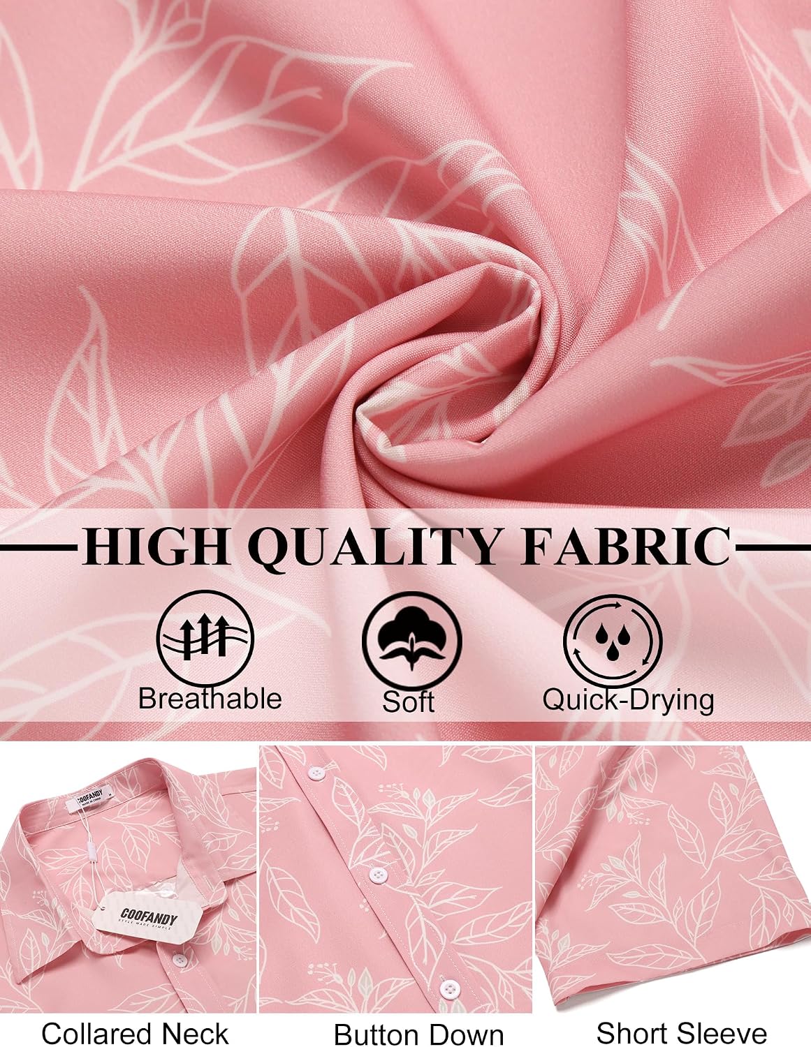 HOTCOOFANDY Mens Hawaiian Shirts Short Sleeve Button Down Aloha Shirt Casual Beach Clothes