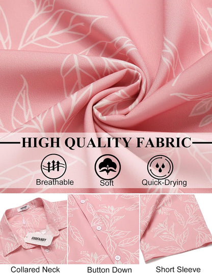 HOTCOOFANDY Mens Hawaiian Shirts Short Sleeve Button Down Aloha Shirt Casual Beach Clothes