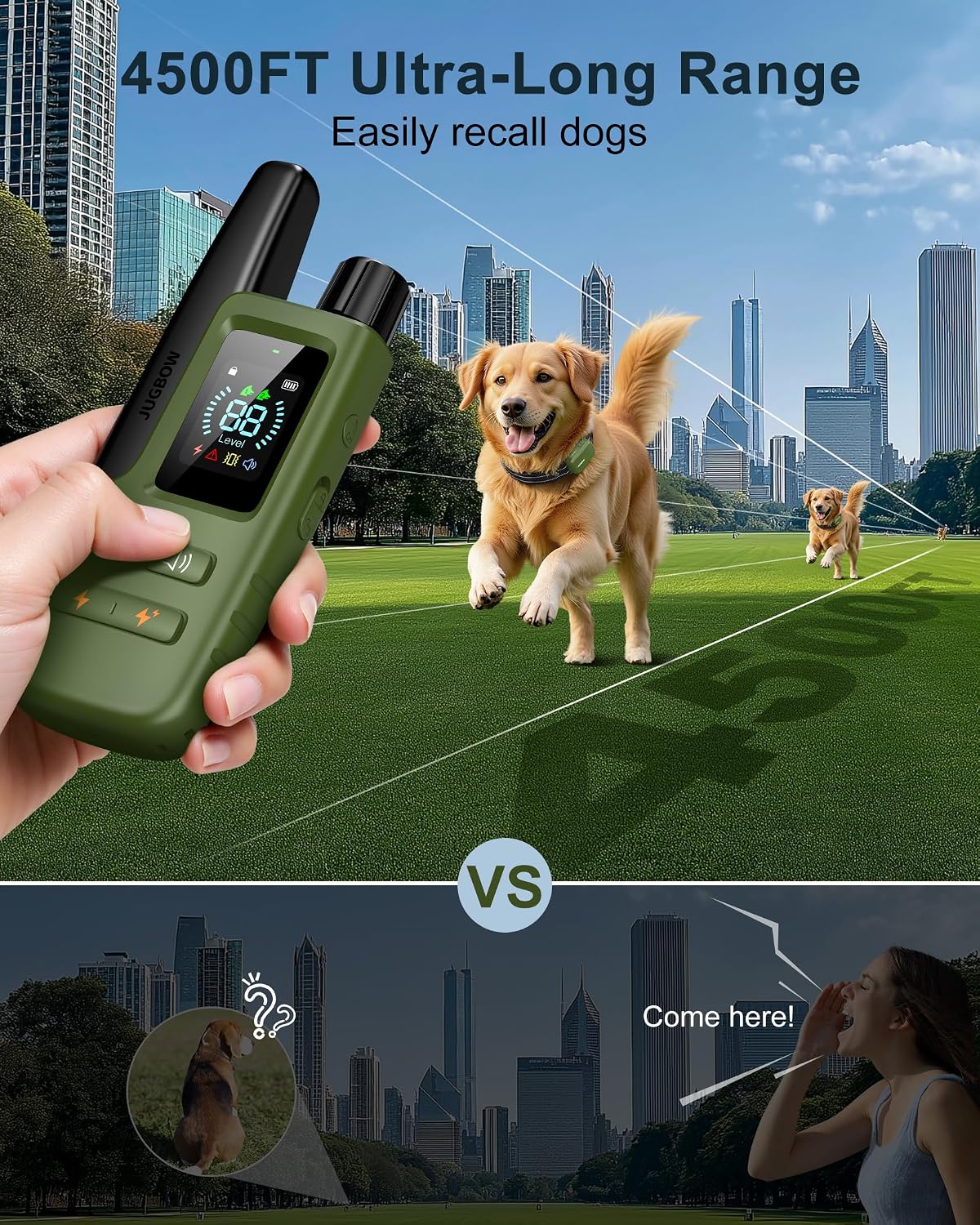 HOTDog Shock Collar - 4500FT Dog Training Collar with Remote, IPX8 Waterproof Electric Dog Collar with 4 Training Modes, Security Lock, Rechargeable eCollar for 10-120lbs Small Medium Large Dogs