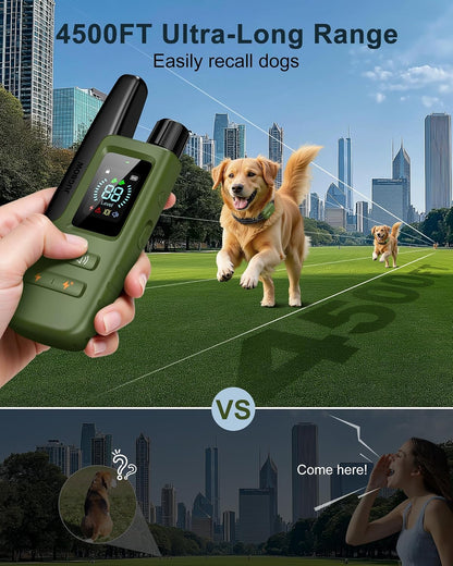 HOTDog Shock Collar - 4500FT Dog Training Collar with Remote, IPX8 Waterproof Electric Dog Collar with 4 Training Modes, Security Lock, Rechargeable eCollar for 10-120lbs Small Medium Large Dogs