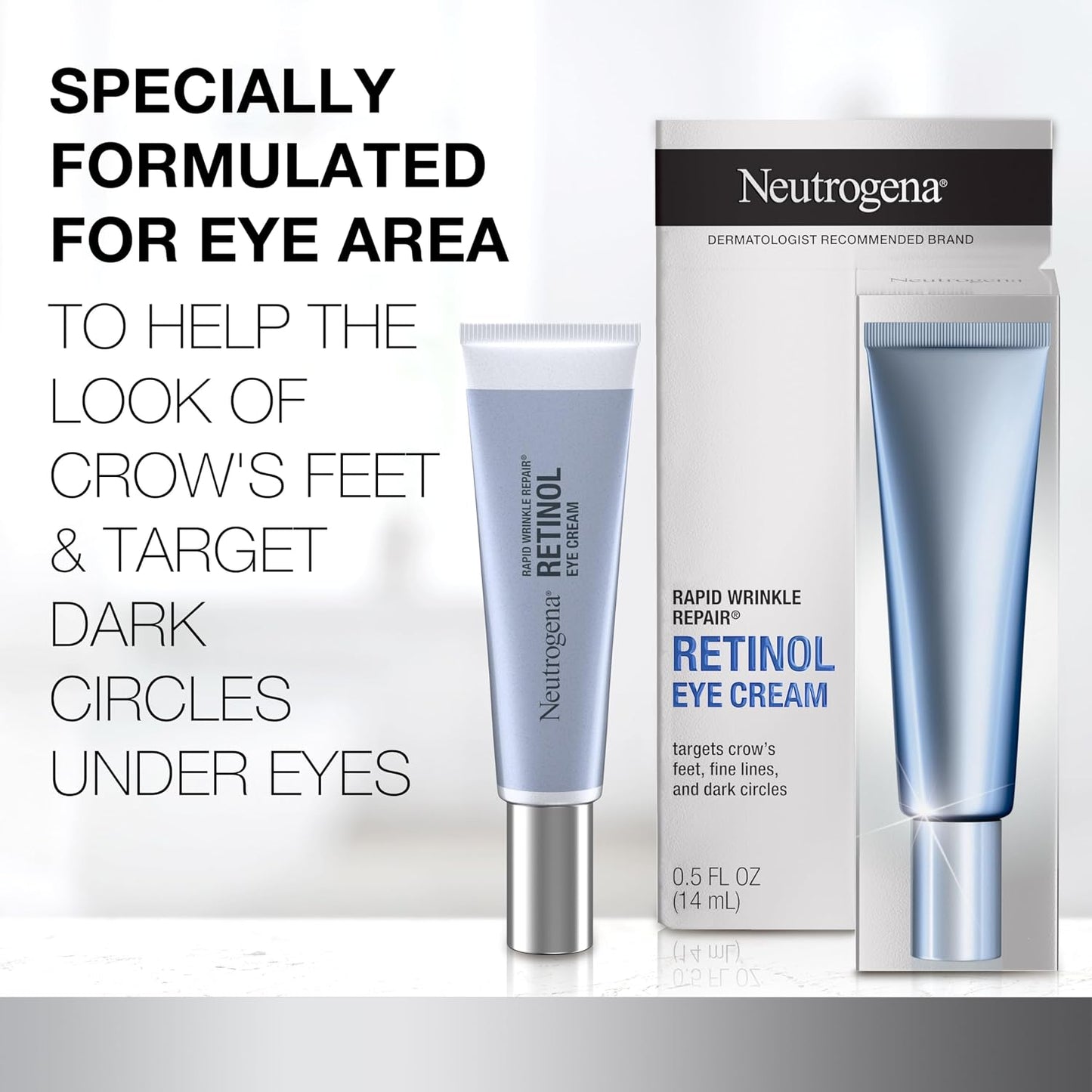 HOTNeutrogena Rapid Wrinkle Repair Retinol Eye Cream for Dark Circles, Daily Anti-Aging Under Eye Cream with Retinol & Hyaluronic Acid to Fight Fine Lines, Wrinkles, & Dark Spots, 0.5 fl. oz