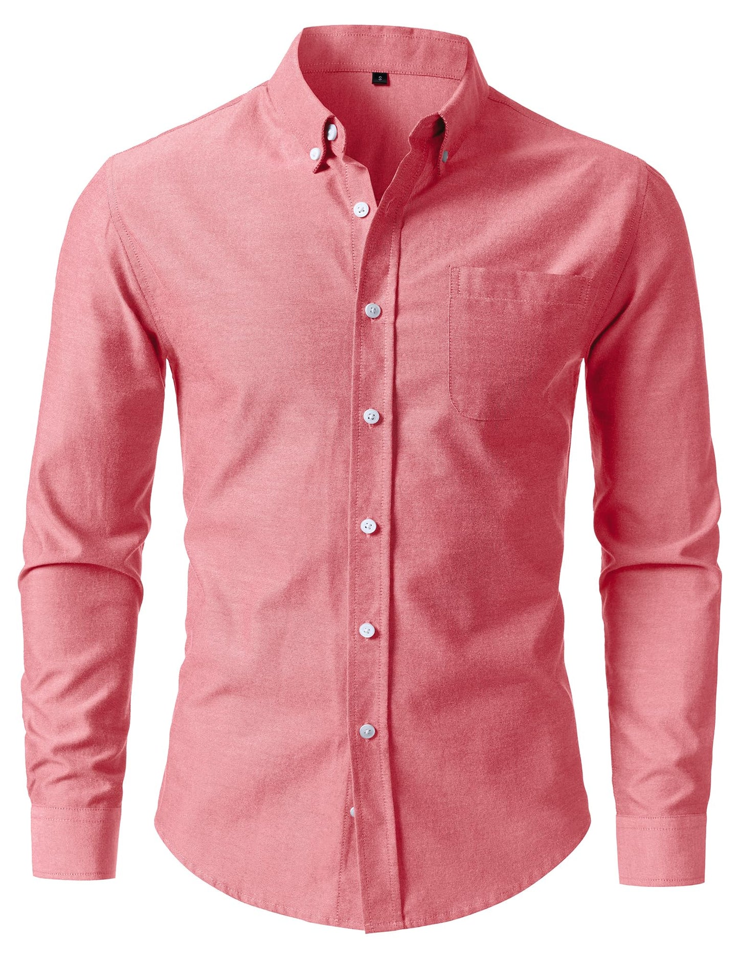 HOTLucMatton Men's Lightweight Oxford Long Sleeve Button Down Shirt Business Casual Slim fit Dress Shirts with Pocket
