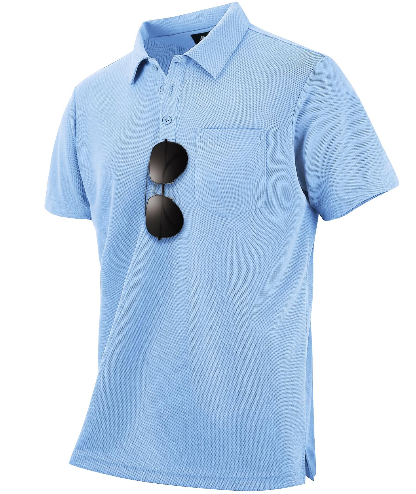 HOTZITY Men's 3 Pack Polo Shirts Short Sleeve with Pocket Moisture Wicking Casual Work Golf Lightweight Collared T-Shirts