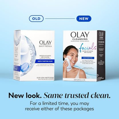 HOTOlay Makeup Remover Wipes, Daily Facials Deep Clean Face Cleanser for Normal to Oily Skin, Alcohol & Fragrance Free, Soft Face Wash Towels, Travel Essentials for Women, Convenient Dry Cloths, 66 ct
