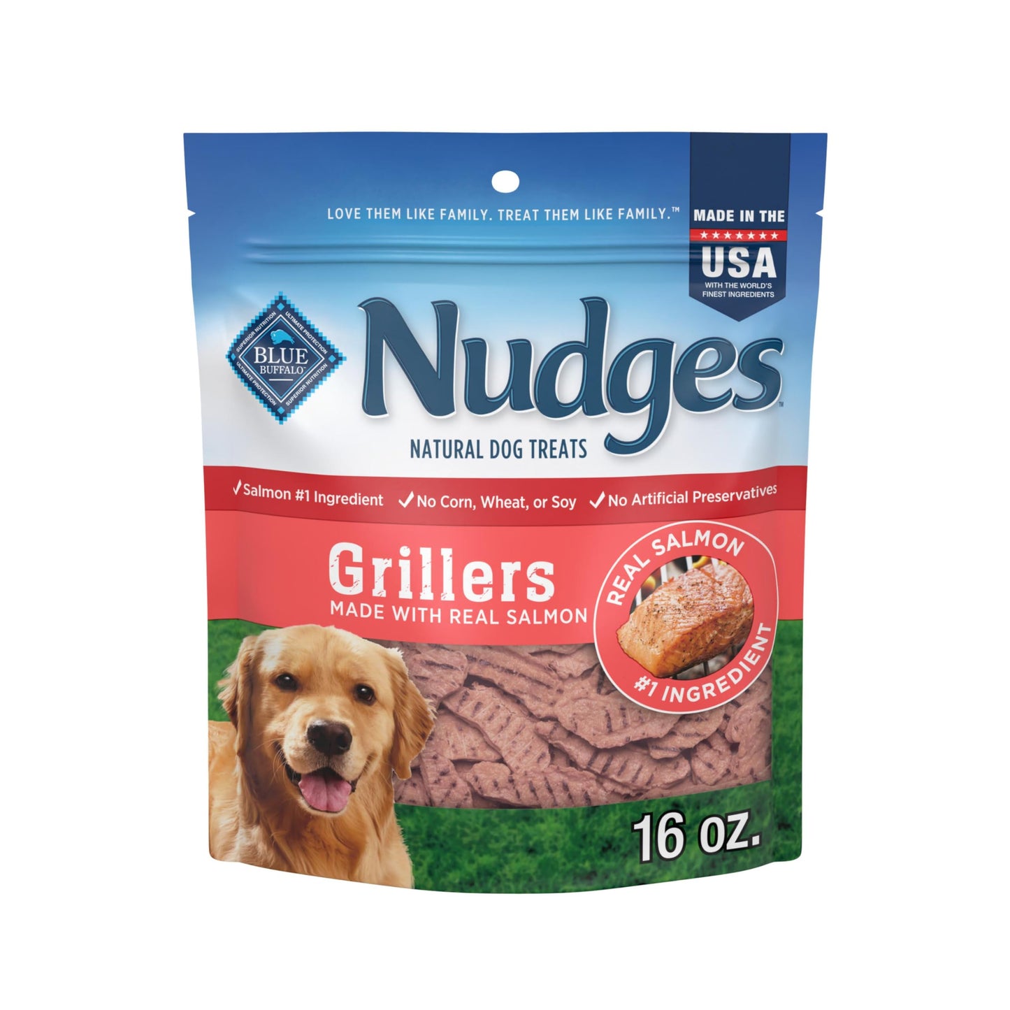 HOTBlue Buffalo Nudges Chicken Grillers Natural Dog Treats, Tender & Meaty Dog Snacks, Easy-To-Tear for Training, Made in the USA with Real Chicken, No Artificial Preservatives, 16 oz.