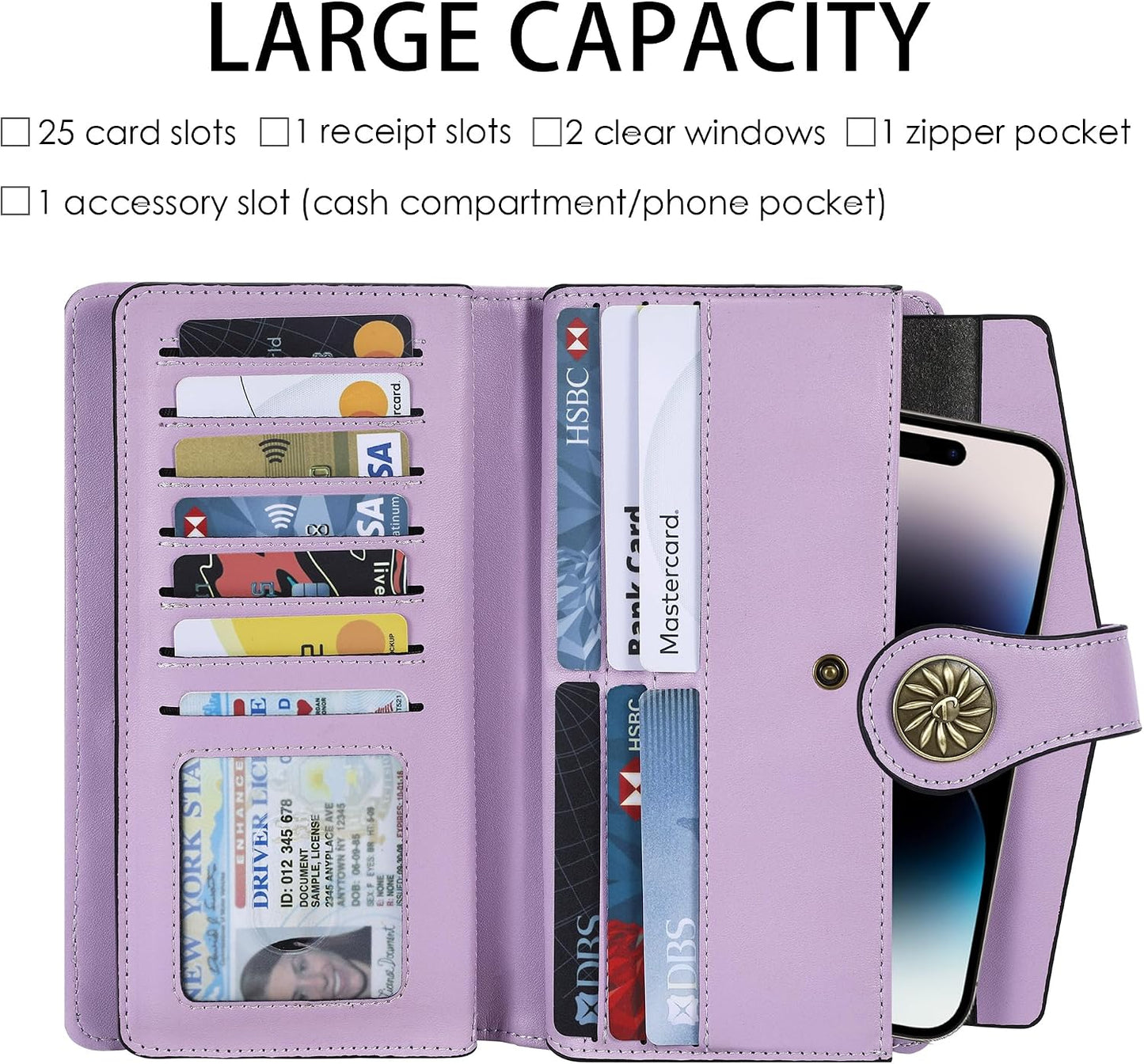 HOTTravelambo Women's Wallet RFID Blocking Trifold Clutch Large Capacity Credit Card Holder Travel Purse