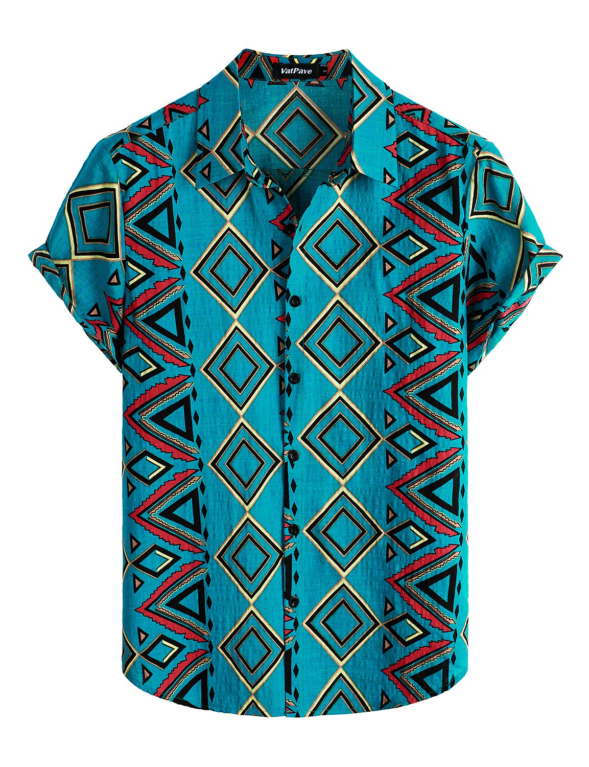 HOTVATPAVE Mens Casual Short Sleeve Button Down Shirts Regular Fit Hawaiian Summer Shirt