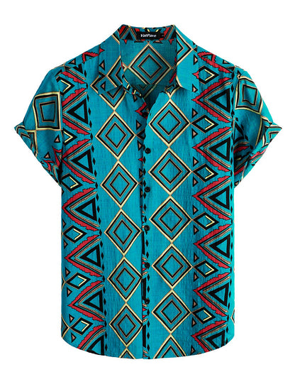 HOTVATPAVE Mens Casual Short Sleeve Button Down Shirts Regular Fit Hawaiian Summer Shirt