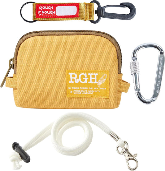 HOTRough Enough Yellow Coin Purse Bright Canvas Small Wallet with YKK Zipper and Keychain Lanyard, Compact Credit Card Holder for Women, for Everyday Carry, Travel Essentials and Thoughtful Present Idea