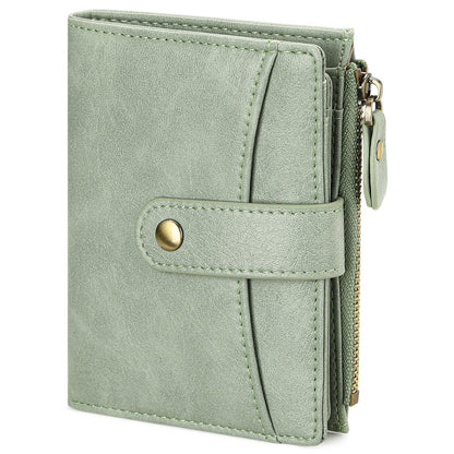 HOTFalan Mule Women's Lightweight Genuine Leather Wallet, Includes Card Holders, RFID-Blocking, Lightweight, Photo & ID Holder, Green