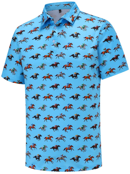 HOTtracamiy Men's Golf Polo Shirts Short Sleeve Performance Moisture Wicking Quick Dry Golf Polo Shirts for Men