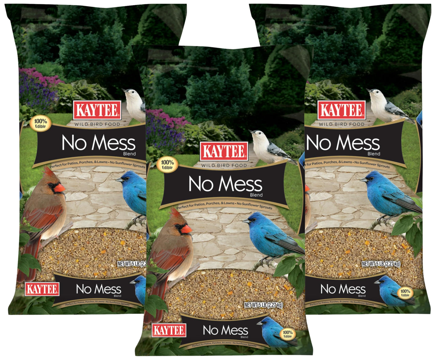 HOTKaytee Wild Bird (No Mess or Waste Free) Food Seed Blend For Blue Jays, Woodpeckers, Juncos, Cardinals, Grosbeaks, Sparrows, and Finches, 10 Pound, (Packaging May Vary)