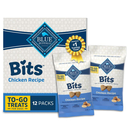 HOTBlue Buffalo Bits Chicken Soft & Chewy Dog Treats, Bite-Sized for Training, Made with Real Chicken & Enhanced with DHA, Heart-Shaped Dog Treats, Made in the USA with Natural Ingredients, 19 oz.