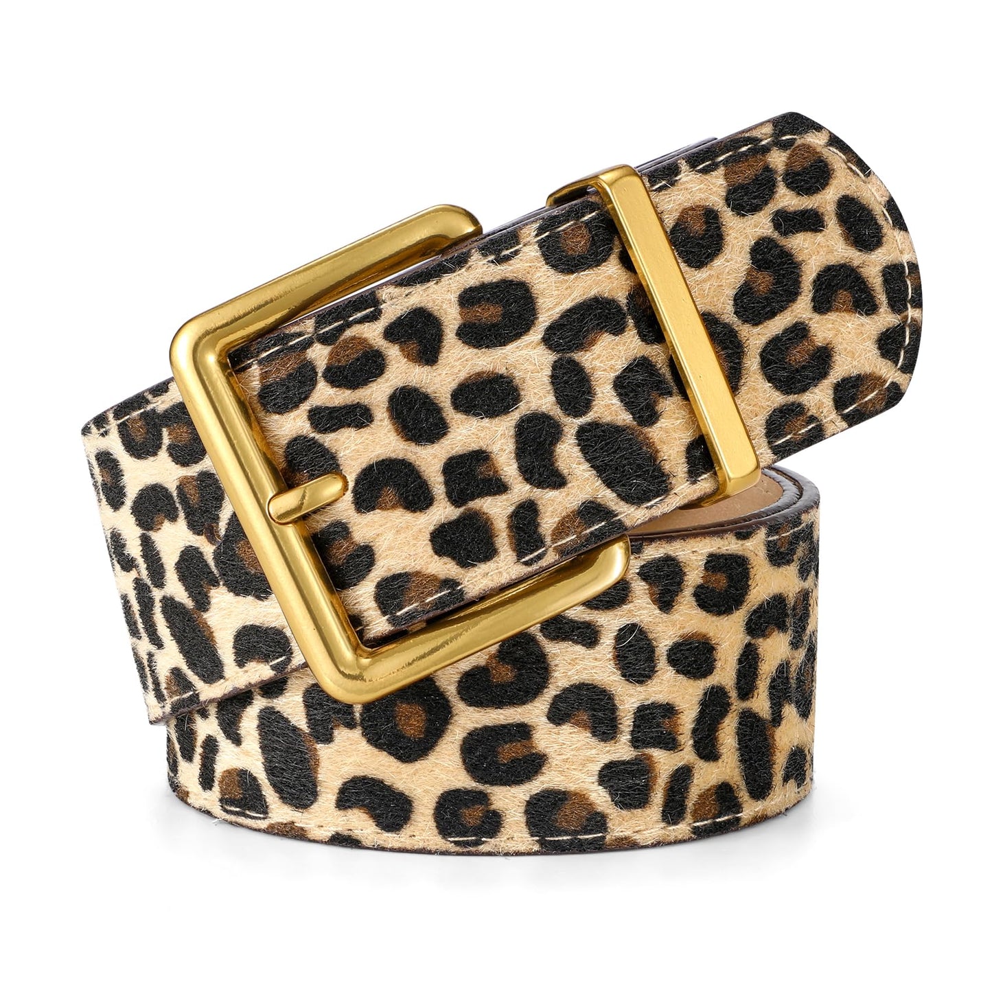 HOTWERFORU Women Wide Belt for Dresses Thick Leather Belt with Big Gold Buckle Fahion Women Chunky Belt