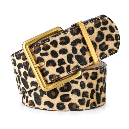HOTWERFORU Women Wide Belt for Dresses Thick Leather Belt with Big Gold Buckle Fahion Women Chunky Belt
