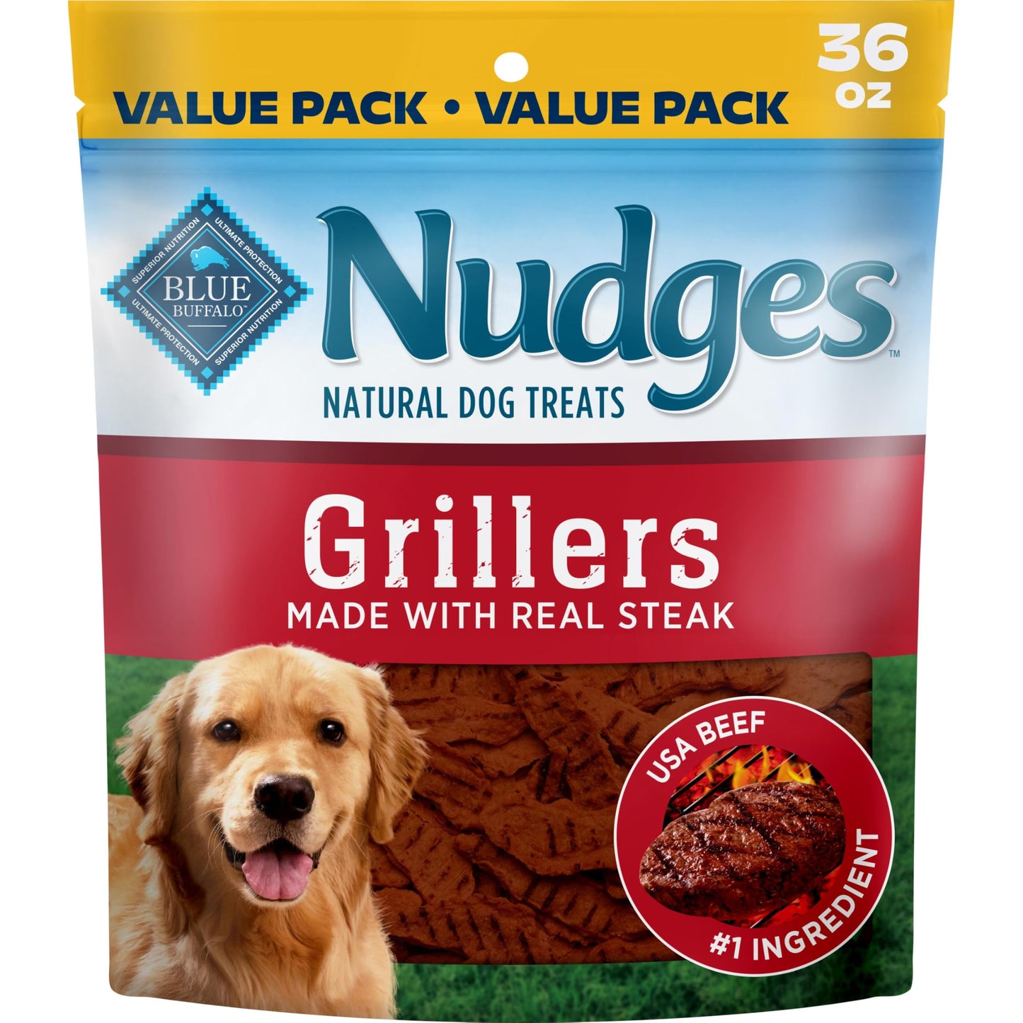 HOTBlue Buffalo Nudges Chicken Grillers Natural Dog Treats, Tender & Meaty Dog Snacks, Easy-To-Tear for Training, Made in the USA with Real Chicken, No Artificial Preservatives, 16 oz.