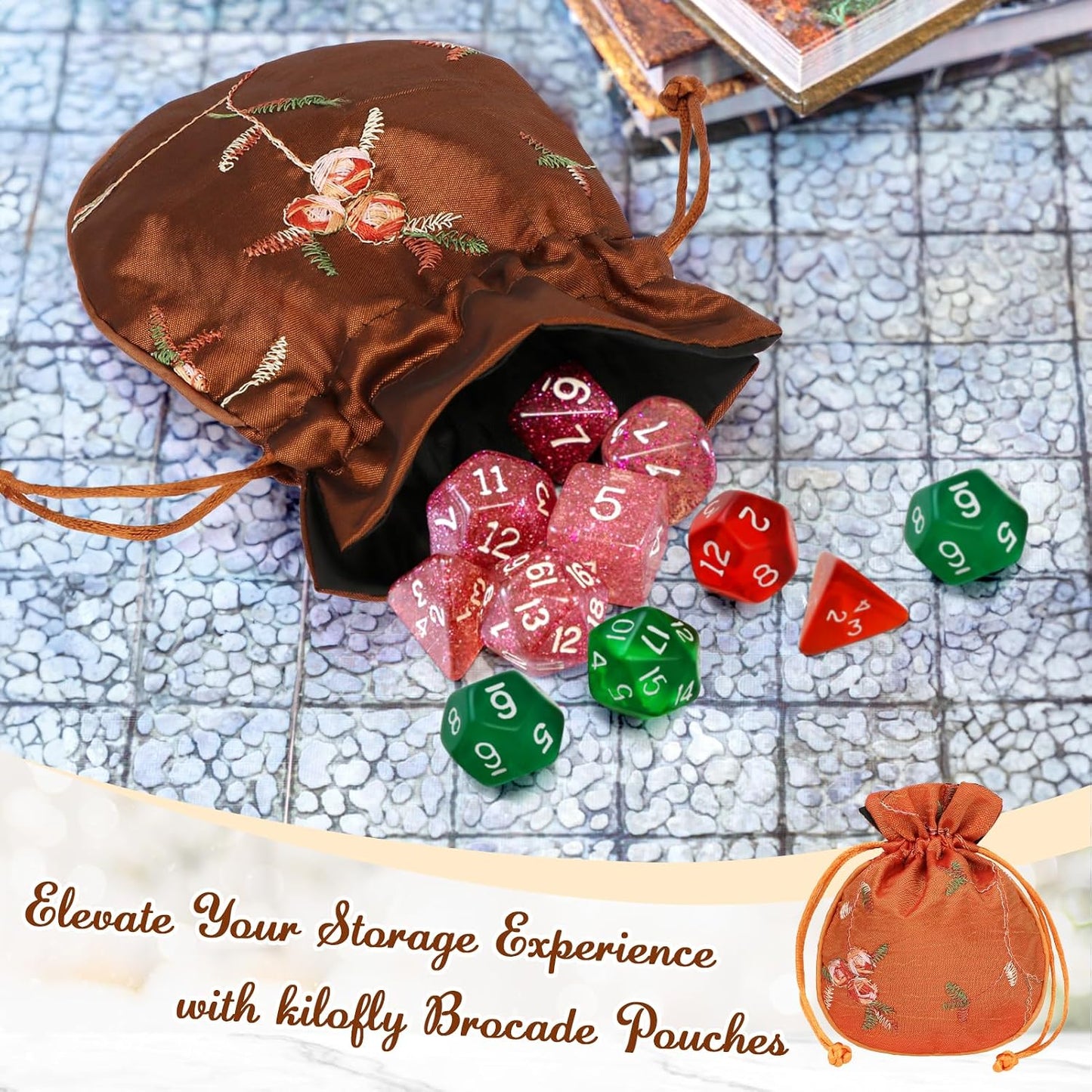 HOTkilofly 12 Silk Coin Purse Drawstring Floral Embroidered Jewelry Bag Gift Pouch