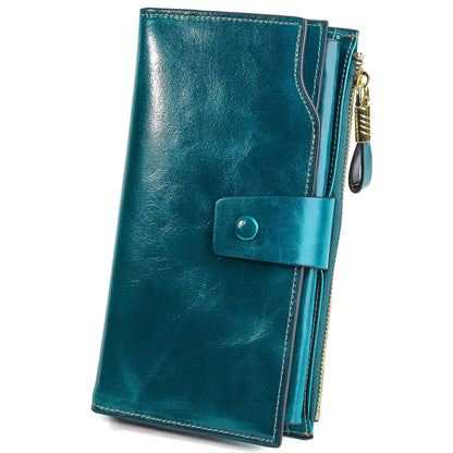 HOTYALUXE Women's Genuine Leather Wallet RFID Blocking Multi Card Holder with Cell Phone Pocket Mothers Day Gifts