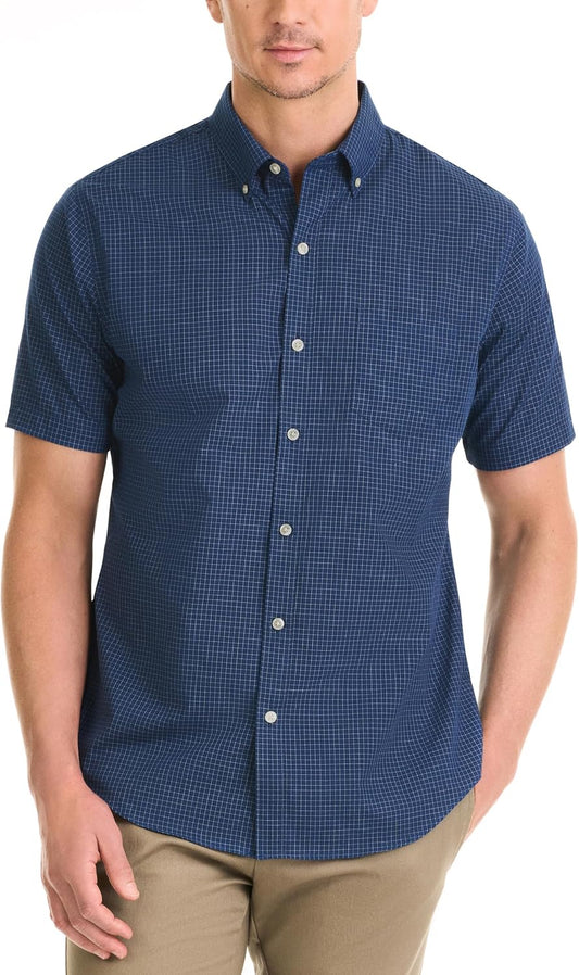 HOTVan Heusen Mens Wrinkle Free Short Sleeve Button Down Check Shirt