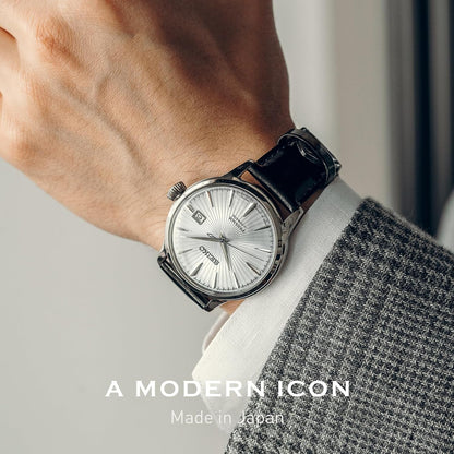 HOTSEIKO Presage Cocktail Time Automatic Watch for Men | Patterned & Gradated Dial, Golden Numerals and Date Calendar, 50m Water-Resistant, 41-Hour Power Reserve
