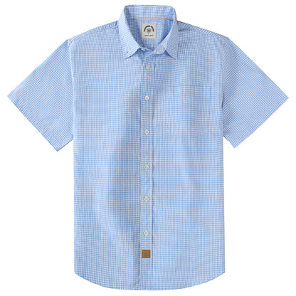 HOTDubinik® Mens Short Sleeve Button Down Shirts 100% Cotton Plaid Men's Casual Button-Down Shirts with Pocket