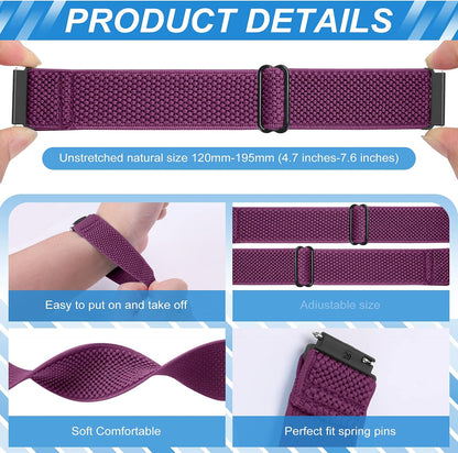 HOTCompatible with 16mm 18mm 19mm 20mm 22mm 24mm Watch Bands Quick Release Replacement Wristband,Adjustable Stretchy Nylon Solo Loop Straps Fabric Braided Sport Elastic Bands for Men Women