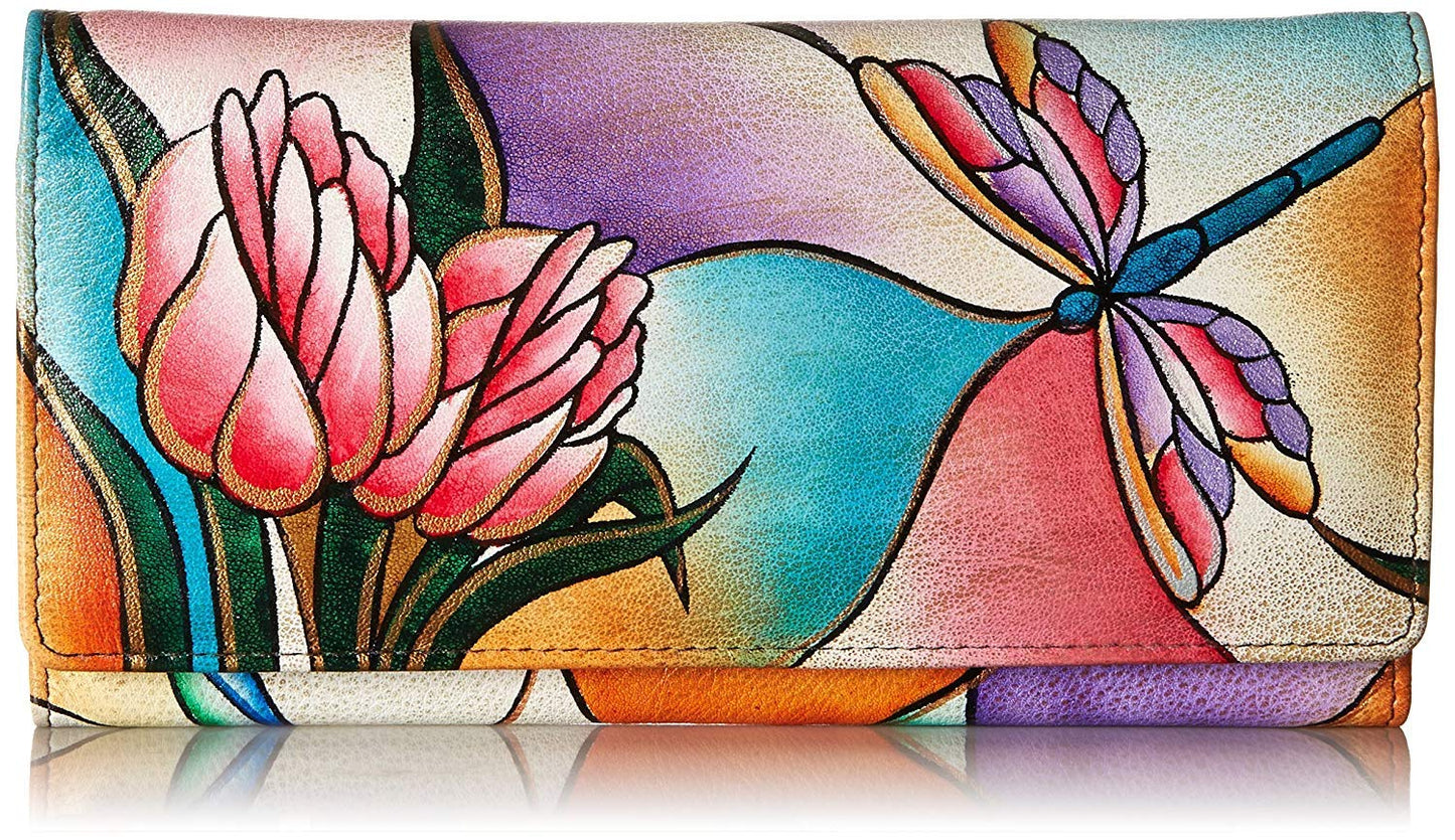 HOTAnna by Anuschka Women's Hand Painted Genuine Leather Multi Pocket Wallet