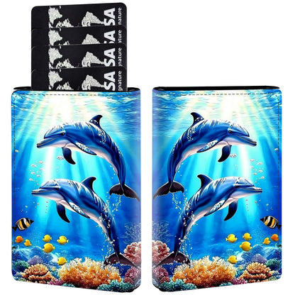HOTPop Up Wallet Women Men with Money Slot,RFID Blocking Leather Minimalist Automatic Credit Card Holder Business Trifold Card Case-Cherry Blossoms