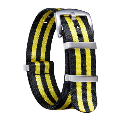 HOTBINLUN Nylon Watch Band 18mm,20mm,22mm,24mm Rugged Military Replacement Watch Straps Silver&Black Stainless Buckle Heavy-Duty Wristband For Traditional Men Women Watches