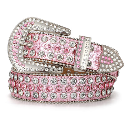 HOTBELTROAD Rhinestone Belt Goth Bling Belts for Women and Men Western Cowboy Cowgirl Belts for Jeans, Halloween Belt