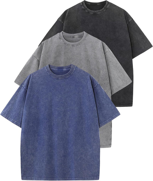 HOTArssm Men Oversized T Shirts Vintage Tee Loose Fit Short Sleeve Casual Streetwear Baggy Washed Unisex Tops